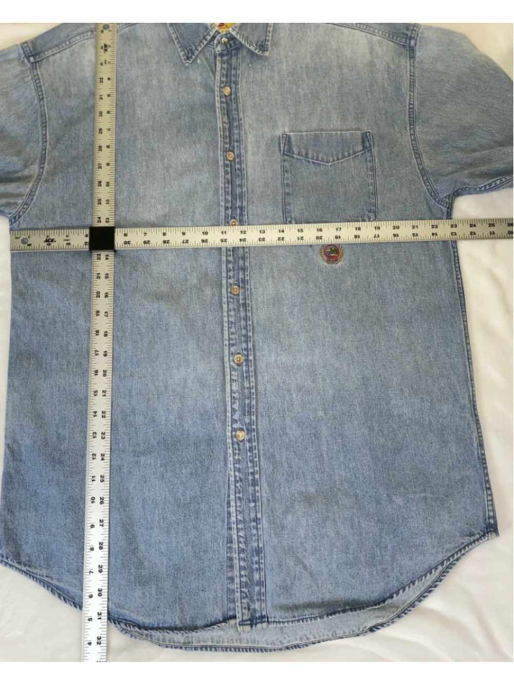 Vintage Duck Head Denim Button Down Shirt Mens L Light Wash 90s Workwear - Picture 6 of 6